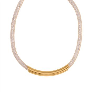 Wei&szlig;er Kristall Halskette ca. 48 cm Messing