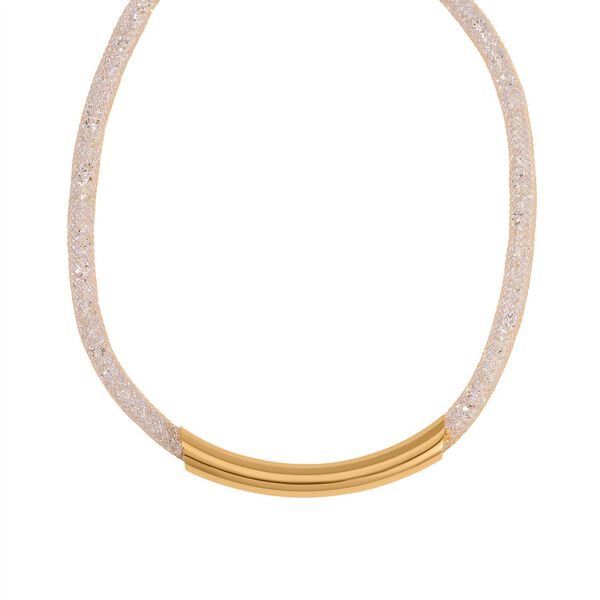 Wei&szlig;er Kristall Halskette ca. 48 cm Messing