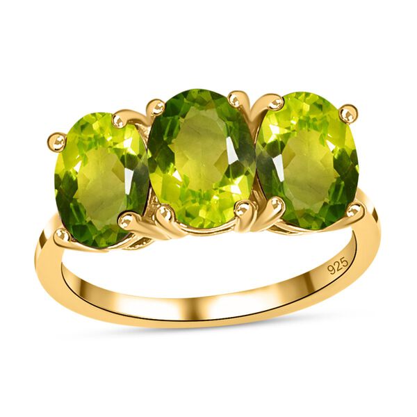 2er-Set, natürlicher Peridot Trilogie-Ring und Anhänger in Silber, 5,10 ct. image number 4