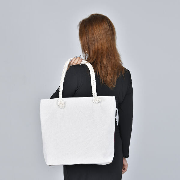 Gewebter Jute Handtasche, B&auml;ren Muster, Gr&ouml;&szlig;e 42x34x9x37 cm, Braun image number 2