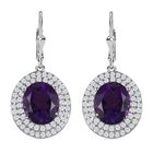 Lusaka Amethyst und Zirkon-Ohrringe, 925 Silber platiniert ca. 10.15 ct