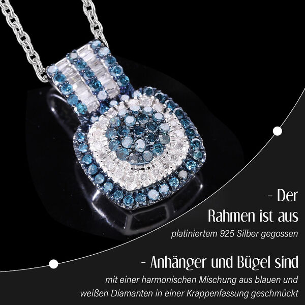 Blauer und weißer Diamant-Anhänger mit 50cm Kette - 1 ct. image number 3