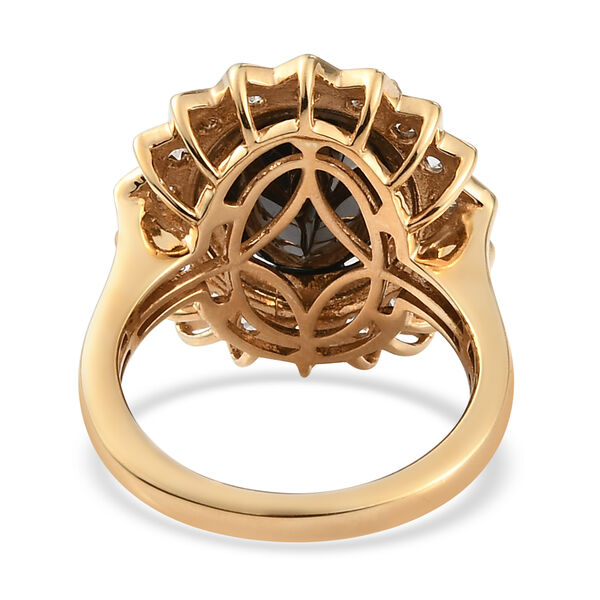 Elite Shungit und Zirkon Halo Ring 925 Silber vergoldet  ca. 3,67 ct image number 7