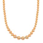 Goldene Muschelkernperle (8-12 mm), Weiße Kristall Halskette ca. 45 cm+5 cm Extender, Reiner Edelstahl