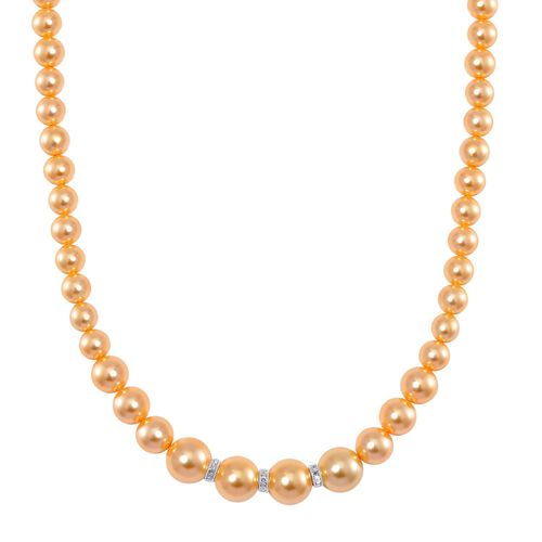 Goldene Muschelkernperlen und weiße Kristall, 45+5 cm image number 0