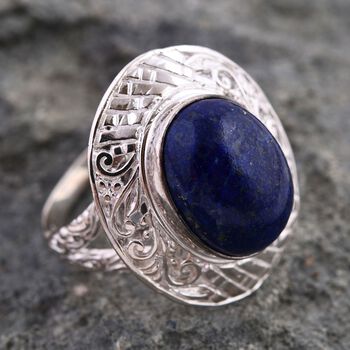 Lapislazuli Ringe 925 Silber (Gr&ouml;&szlig;e 16.00) ca. 12.01 ct
