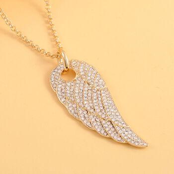 Wei&szlig;er Kristall Fl&uuml;gel-Anh&auml;nger mit Kette - 10 ct.