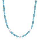 Weiße Muschelkernperle, Blauer Howlit Halskette, flexibel, vergoldet 200.00 ct