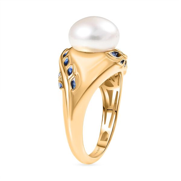 D'Joy S&uuml;&szlig;wasser Perle (10-10.5 mm) Ring 925 Silber 750 Gelb Vergoldet (Gr&ouml;&szlig;e 19.00) image number 5