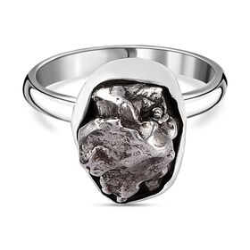 Meteorit Ring, 925 Silber rhodiniert, (Größe 18.00) ca. 12.90 ct