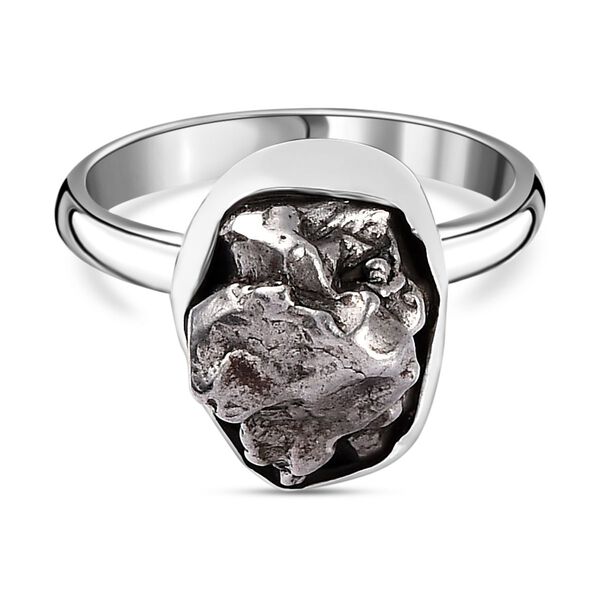 Muonionalusta Meteorit Ring, 925 Silber rhodiniert, (Gr&ouml;&szlig;e 18.00) ca. 12.90 ct