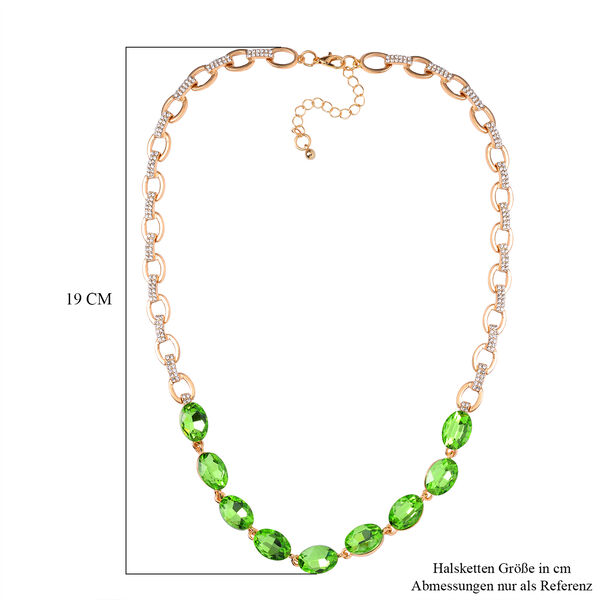 Neongrüner Kristall, Weißer Kristall Halskette ca. 50 cm  Std Gelb image number 4