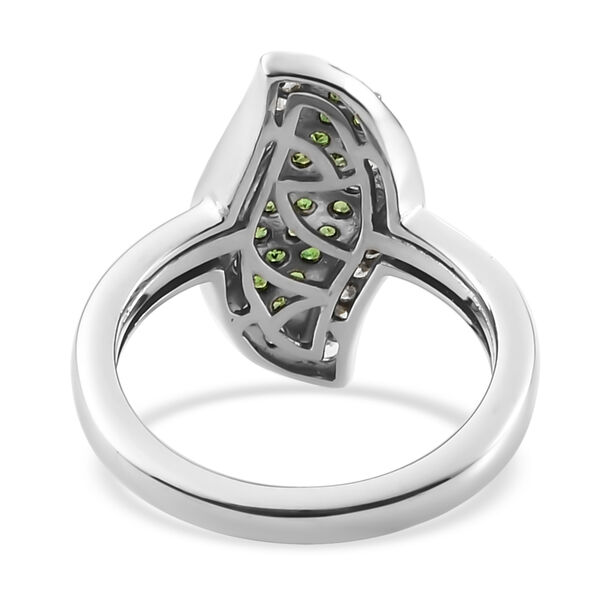 Nat&uuml;rlicher Chromdiopsid und Zirkon Ring 925 Silber platiniert  ca. 0,61 ct image number 6