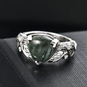 Sibirischer Seraphinit und Zirkon Ring - 3,8 ct