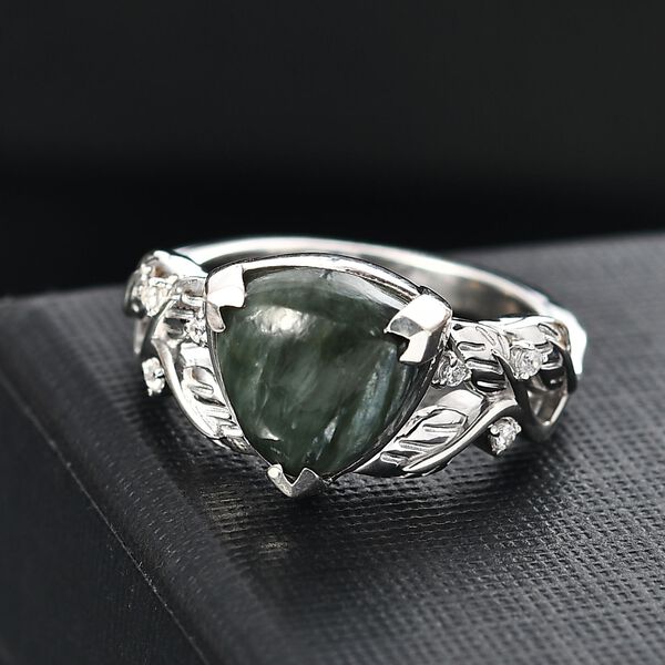 Sibirischer Seraphinit und Zirkon Ring - 3,8 ct image number 2