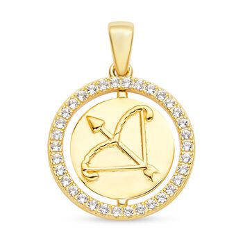 Wei&szlig;er Zirkon Sch&uuml;tze-Anh&auml;nger, 925 Silber vergoldet ca. 0,63 ct