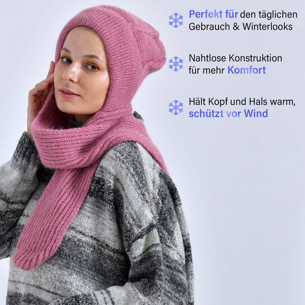 2-in-1 M&uuml;tzen- und Schalset,Winddicht und W&auml;rmend, Rosa image number 4