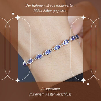 AAA Tansanit Armband ca. 19 cm 925 Silber rhodiniert ca. 5,94 ct.