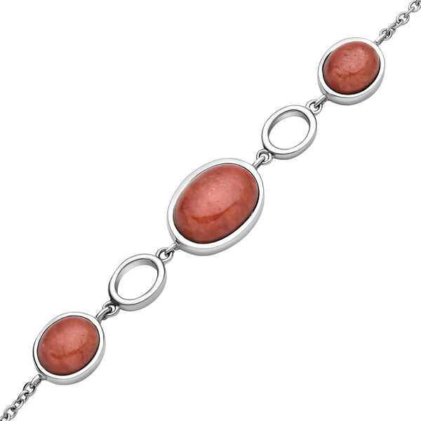 Gef&auml;rbtes, rotes Achat-Armband, ca. 19+3.5 cm, silberfarben, ca. 20.00 ct image number 4