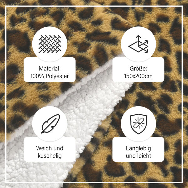 Kunstfell Decke mit Leopardenmuster, Kamel image number 9