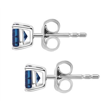 LUXURIANT SGL zertifizierte SI-GH Labor blaue Diamant Ohrringe, 925 Silber rhodiniert - 1 ct.