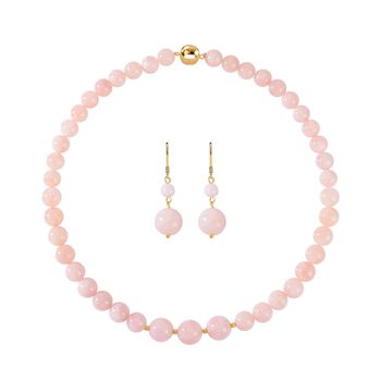 Rosa Morganit Perlen 50cm Halskette und Ohrringe- 466,65 ct.