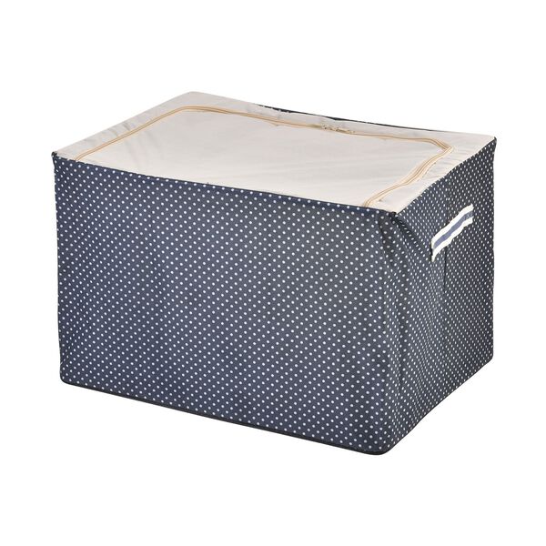 66L Stapelbare Aufbewahrungsbox mit Metallrahmen, Blaues Punkte Muster image number 4