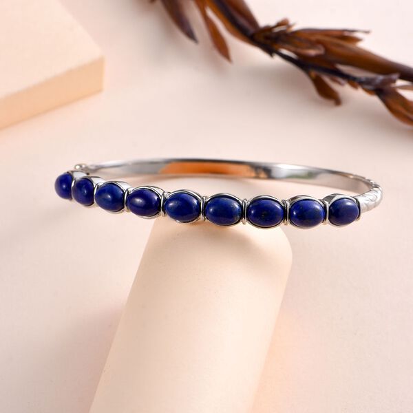 Lapislazuli Armreif ca. 19 cm 316L Edelstahl ca. 16.53 ct image number 2