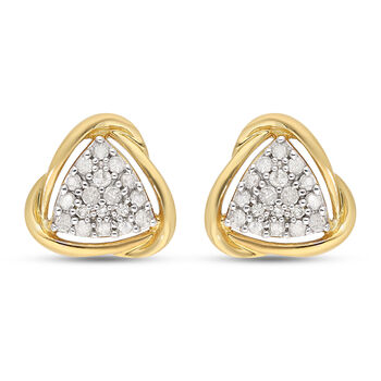 Wei&szlig;e Diamant-Ohrringe, 925 Silber Gelbgold Vermeil, ca. 0.50 ct