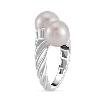 Wei&szlig;e Edison Perle (9-10 mm) Ring 925 Silber rhodiniert