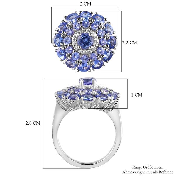 Tansanit und Zirkon Cocktail Ring - 3,42 ct. image number 7