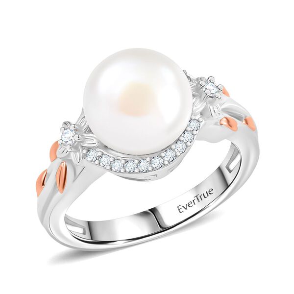 S&uuml;&szlig;wasser Perle (9.5-10 mm), Wei&szlig;er Zirkon Ring, Messing (Gr&ouml;&szlig;e 17.00) image number 4