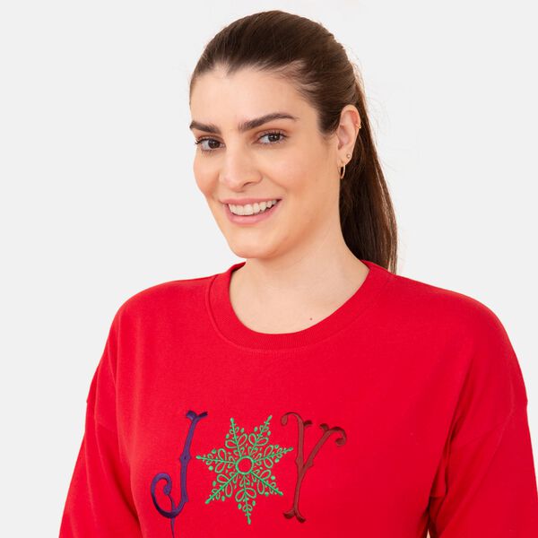 100% Baumwoll-Flanell Strick Sweatshirt mit Applikation, Rot Größe 40 image number 5