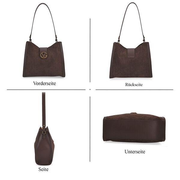 Echtleder-Trapez-Umhängetasche mit Doppelriemen und Magnetverschluss, 27x11x23cm, Kaffee image number 4