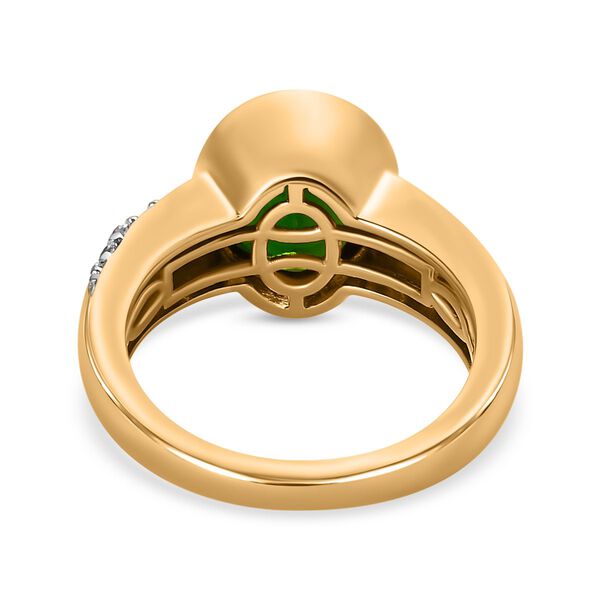 Natürlicher Chromdiopsid, weißer Zirkon Ring, 925 Silber Gelbgold Vermeil, (Größe 17.00) ca. 3.92 ct image number 5