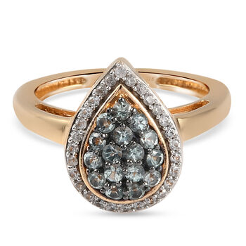 Alexandrit und Zirkon-Ring, 925 Silber Gelbgold Vermeil (Gr&ouml;&szlig;e 16.00) ca. 0.78 ct