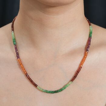 Tsavorite Granat, Lila Granat Halskette ca. 45 cm 925 Silber Gelbgold Vermeil ca. 60.00 ct