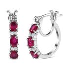 Afrikanischer Rubin (Fissure gefüllt), Weißer Zirkon Ohrringe, 925 Silber platiniert ca. 1.74 ct