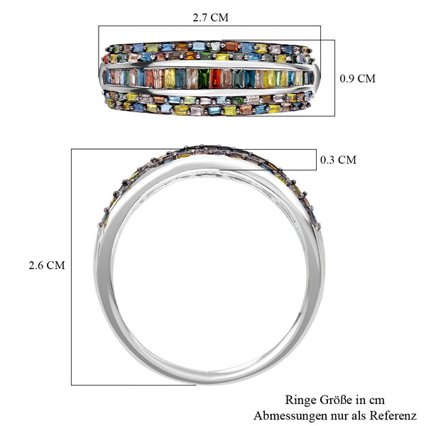 Mehrfarbiger Diamant Ring 925 Silber platiniert (Gr&ouml;&szlig;e 21.00) ca. 1.00 ct image number 6