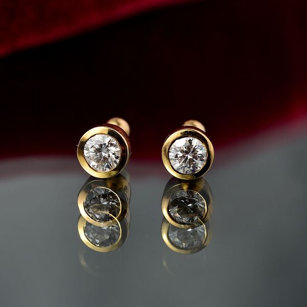 Moissanit Ohrringe 925 Silber 750 Gelbgold Vermeil ca. 0.46 ct image number 1