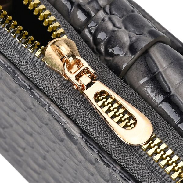 Stilvolle Geldb&ouml;rse mit Krokodilpr&auml;gung und RFID-Schutz, 11x8 cm, Grau image number 7