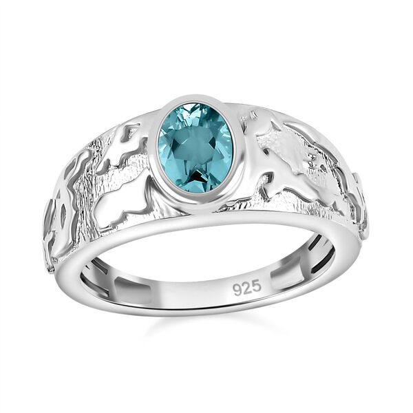 Paraiba-Apatit Ring, 925 Silber rhodiniert (Größe 18.00) ca. 0.80 ct image number 4