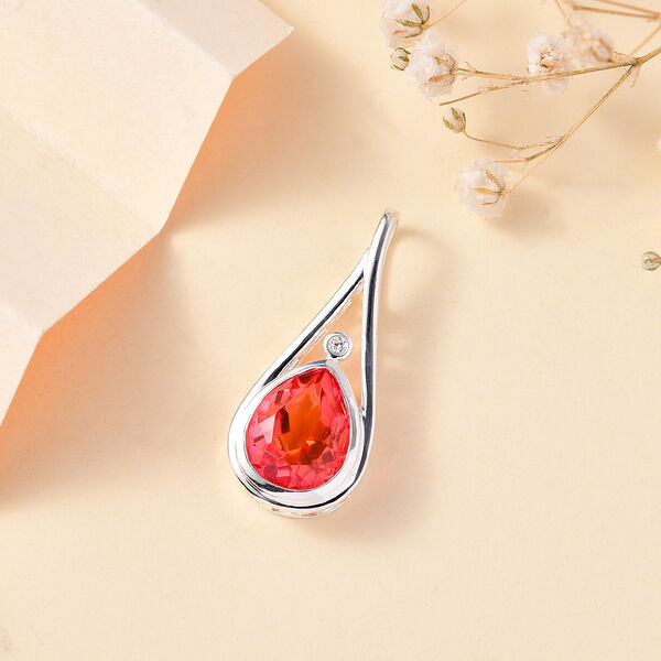 Padparadscha Quarz Triplett und Zirkon Anhänger - 3,73 ct. image number 2