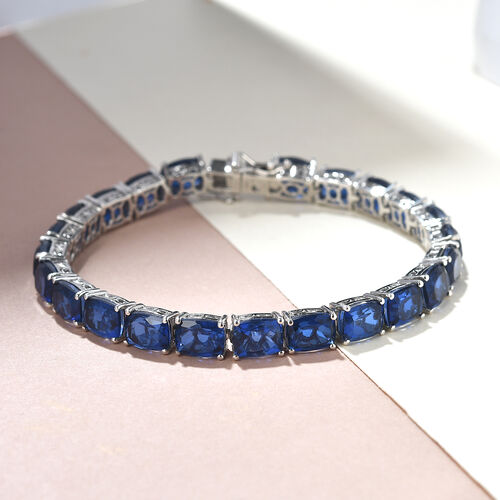 Ceylonfarbenes Quarz-Armband, 19cm, 925 Silber platiniert - 32,96 ct.  image number 1