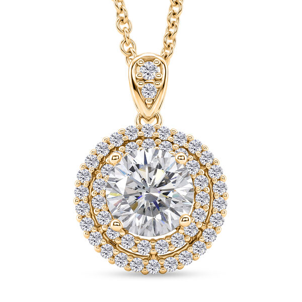Wei&szlig;er Zirkonia Schmuckset ca. 50 cm 316L Edelstahl Ion-Gelbbeschichtung, Nickelfreies Messing Vergoldet 2.24 ct