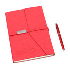 Geschenkidee: Kunstwildleder Notizbuch und Kugelschreiber Set, Größe 21x15 cm, Rot, 2 teilig image number 0