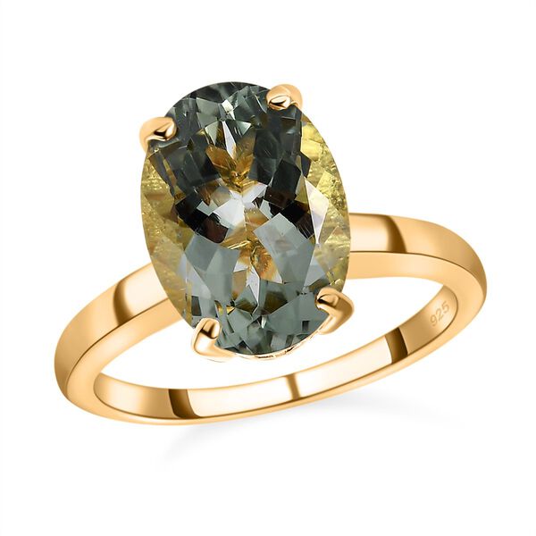 Prasiolith Ring, 925 Silber vergoldet (Gr&ouml;&szlig;e 18.00) ca. 5,54 ct image number 4