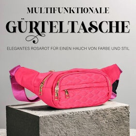Multifunktionale RFID-gesch&uuml;tzte Nylon G&uuml;rteltasche mit Schnellverschluss, 36x4x13cm, Rosa
