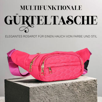 Multifunktionale RFID-gesch&uuml;tzte Nylon G&uuml;rteltasche mit Schnellverschluss, 36x4x13cm, Rosa