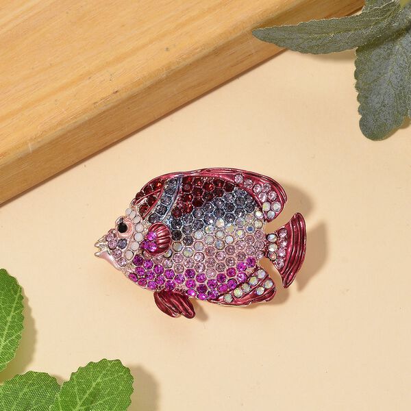 Mehrfarbiger Kristall Strau&szlig; Brosche, Rose image number 2